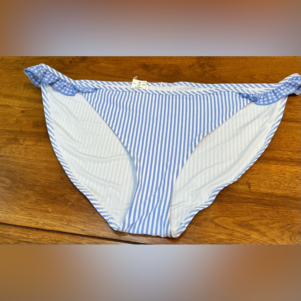 Two Aerie Bottoms Blue and White Striped & Pink Swim Bottoms
